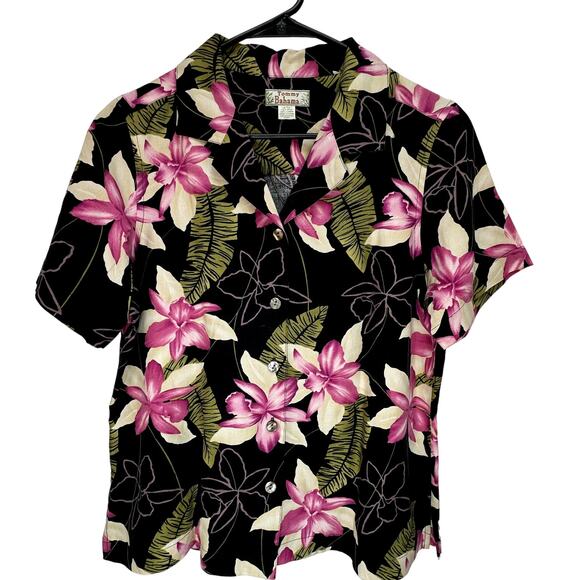 Tommy Bahama Tops - TOMMY BAHAMA Vintage Silk & Linen Short Sleeve Button Up Hawaiian Floral Shirt